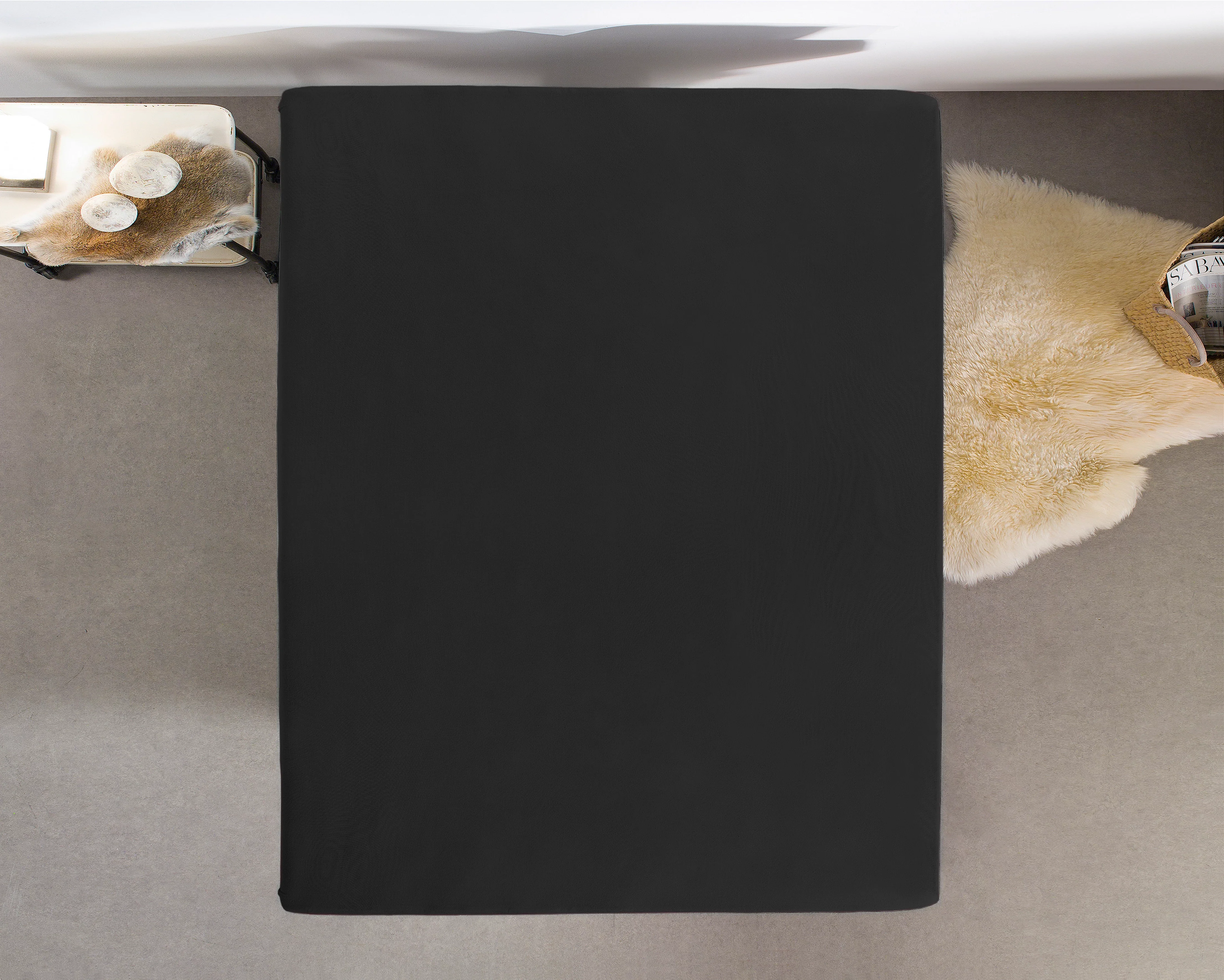 Spannbetttuch Single Jersey Schwarz - Image 5