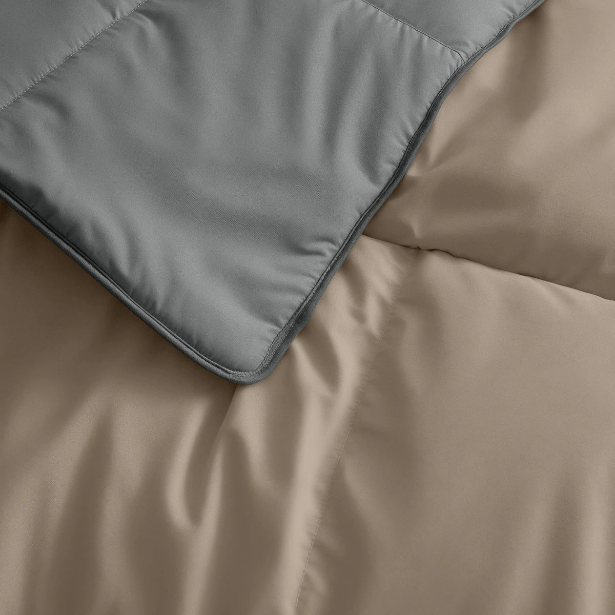 Zelesta Deluxe Duo Perkal-Baumwolle Sommerdecke - Anthrazit & Taupe - Image 4