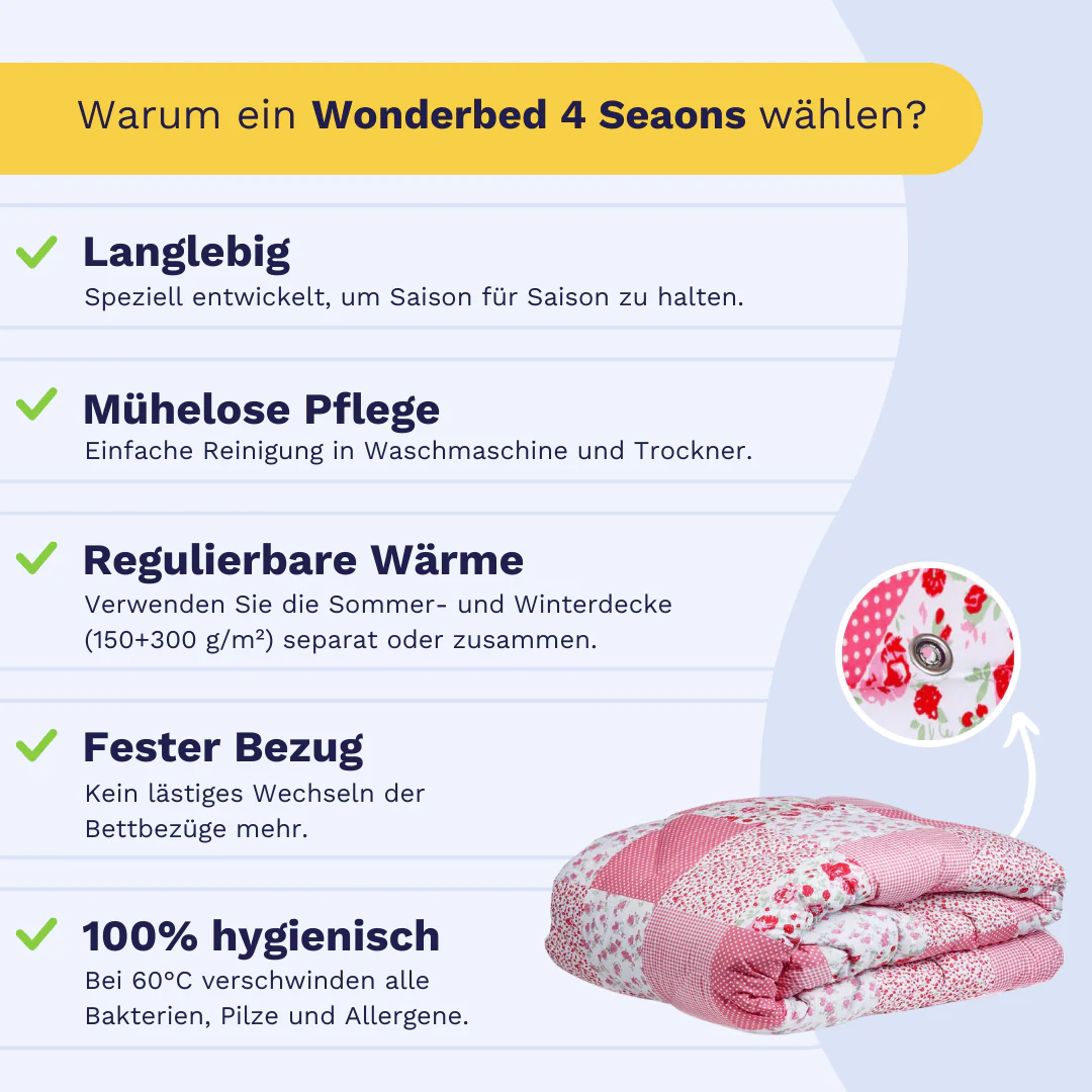 Zelesta Wonderbed 4 Seasons Double - Patchwork Pink - Image 4
