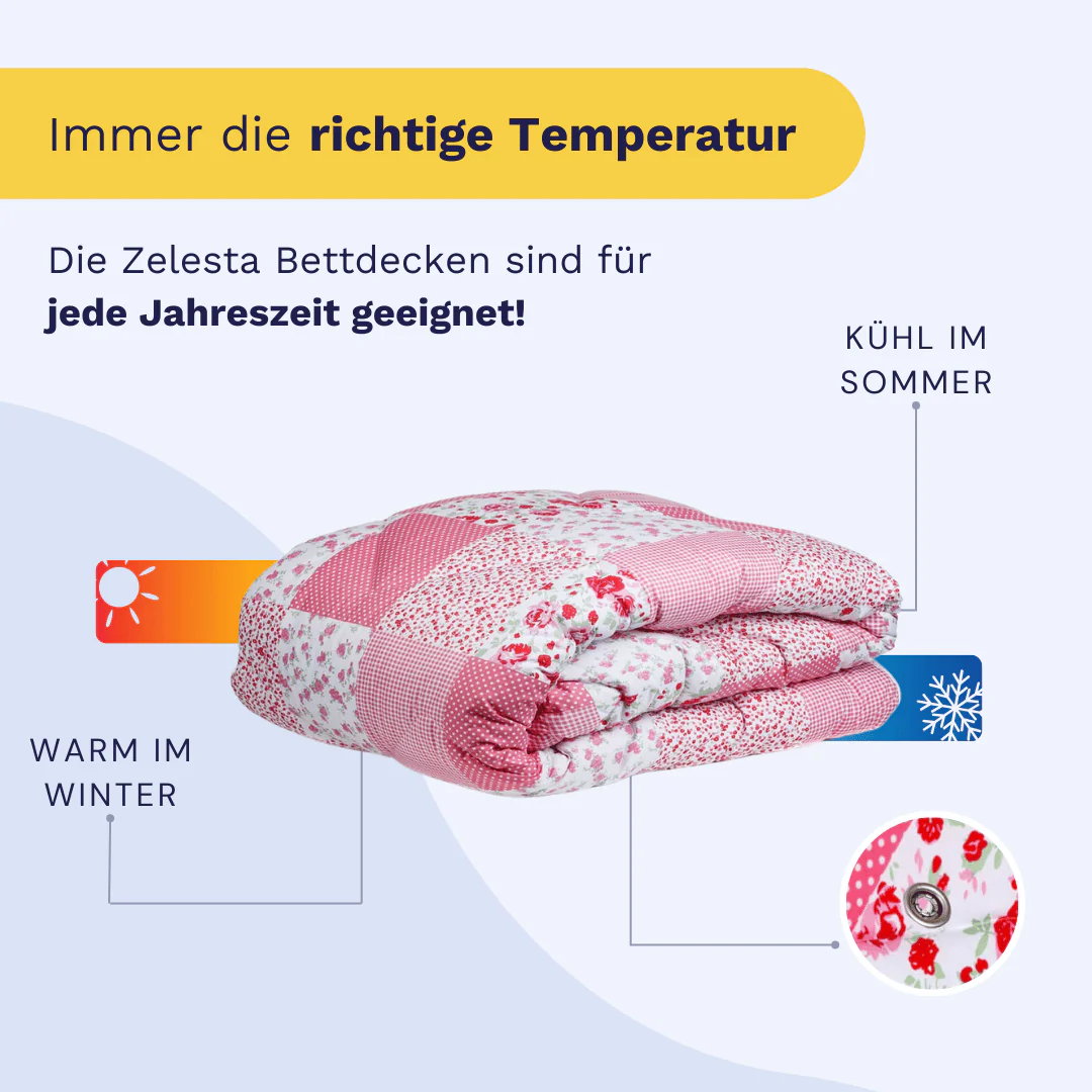 Zelesta Wonderbed 4 Seasons Double - Patchwork Pink - Image 5